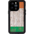 Ireland Flag Dark Wood iPhone 14 Pro Waterproof Case